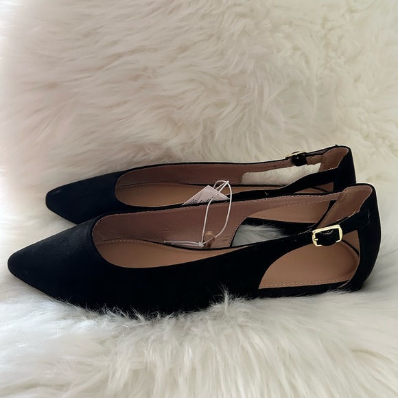 Old Navy Shoes - Old Navy Faux Suede Slingback Flats in Black Size 9 | NWT